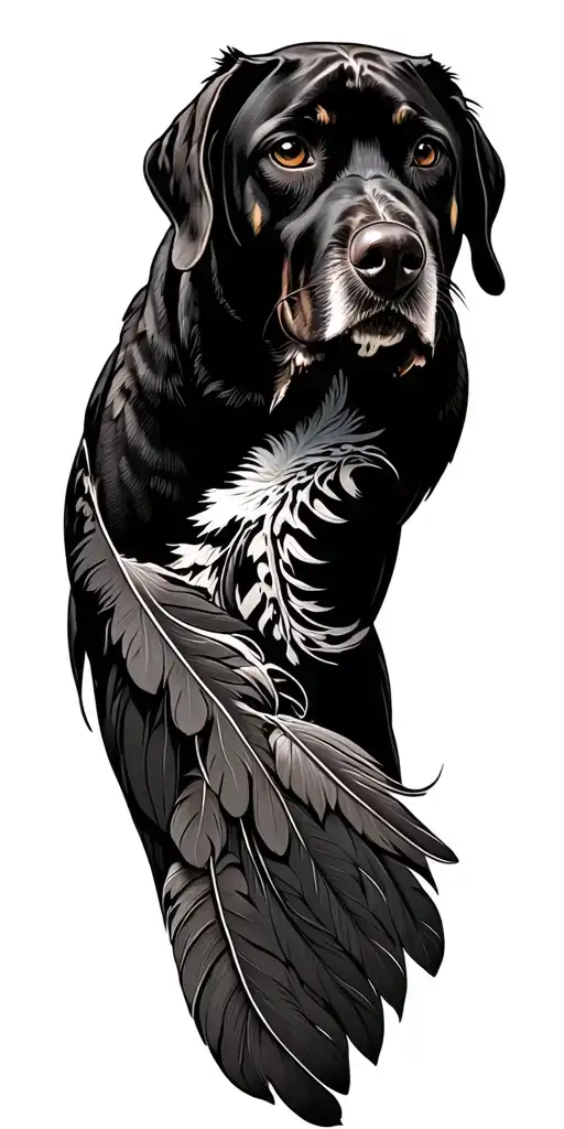 Rhodesian ridgeback ocean waves owlfeathers tattoo design idea