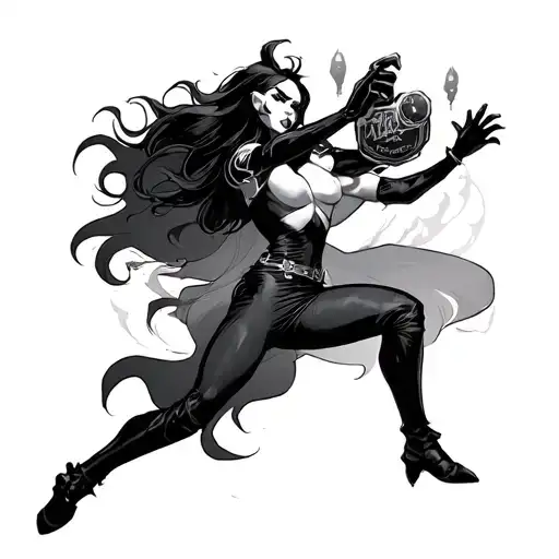 hazbin hotel alastor dynamic fight scene tattoo design idea