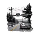 rear view mirror and road tattoo design idea