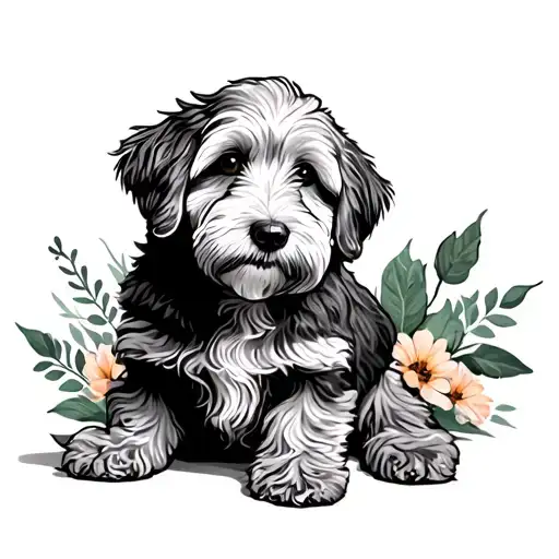 Goldendoodle standing tattoo design idea