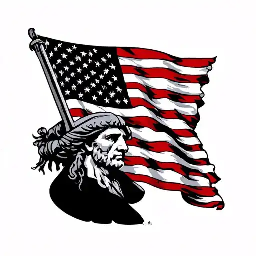 1776 with American flag tattoo design idea