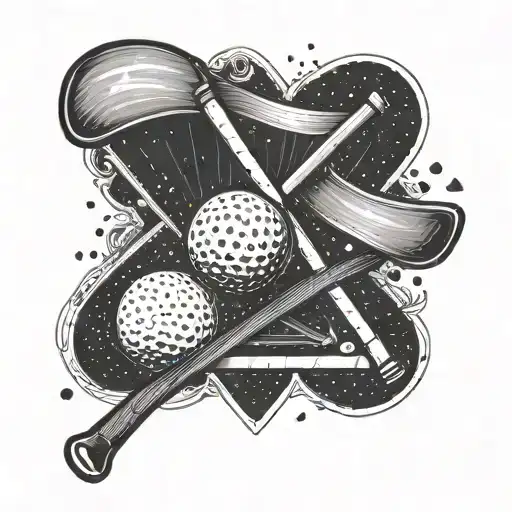 A minimalist tattoo of a golf club and baseball bat crossed, symbolizing your love for both sports tattoo design idea
