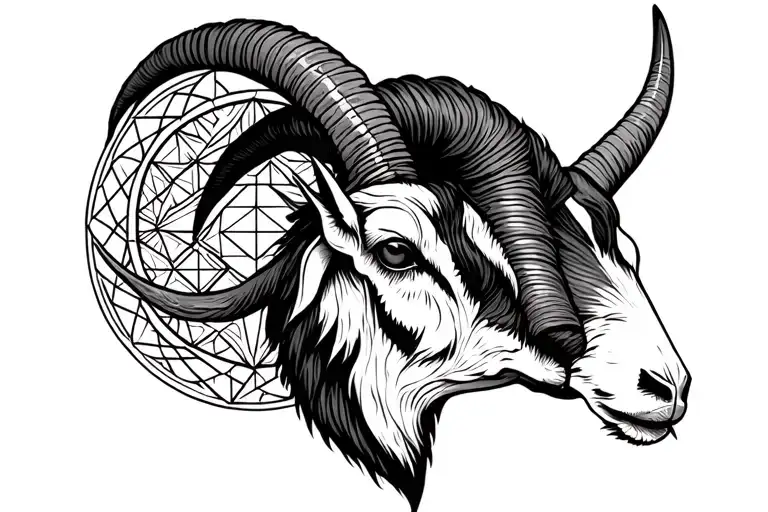 sacred geometry goat horns tattoo design idea