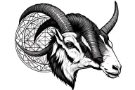 sacred geometry goat horns tattoo design idea