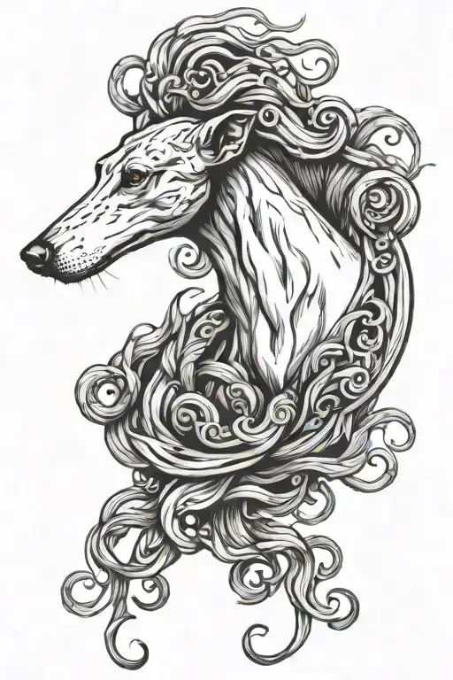 medusa inspired greyhound tattoo design idea