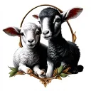 mirror tattoo two lambs inside tattoo design idea