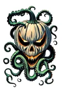 jack o lantern, tentacles, eldritch, deep space tattoo design idea