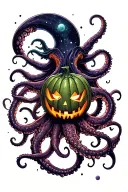 jack o lantern, tentacles, eldritch, deep space tattoo design idea