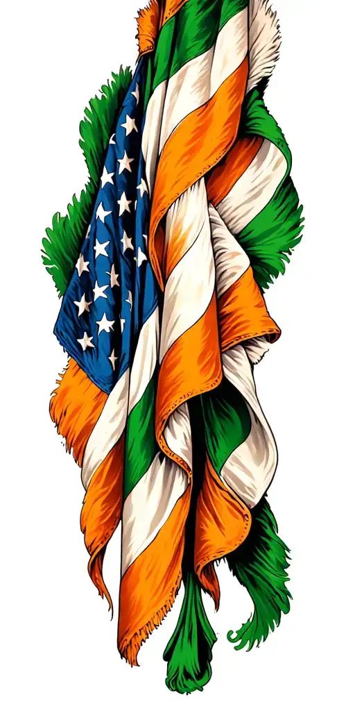Irish American flag intertwined within tattoo design idea