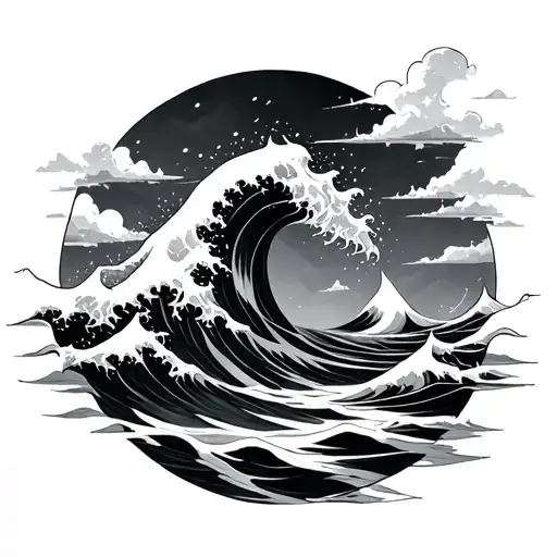 ripple into a tidal wave tattoo design idea
