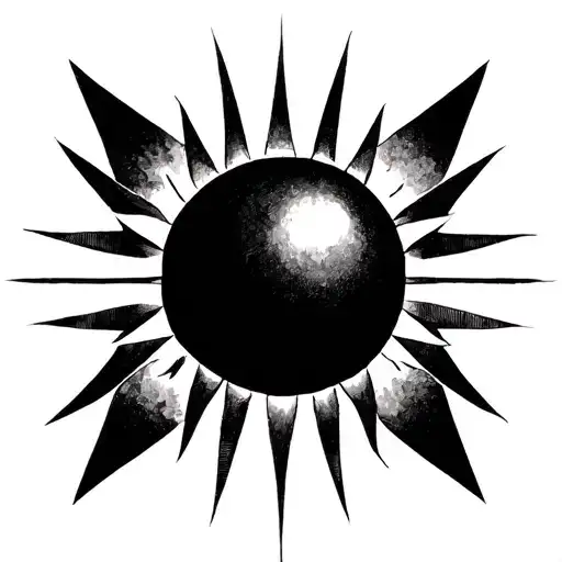 negative space geometric sun tattoo design idea