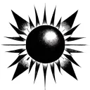 negative space geometric sun tattoo design idea