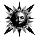 negative space geometric sun tattoo design idea