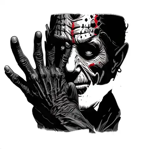 Freddy Krueger with hand in front of face tattoo design idea