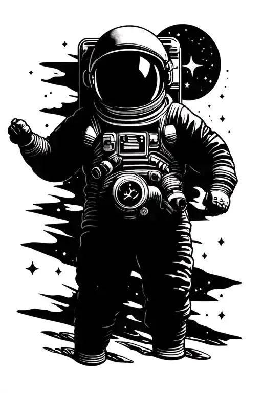 astronaut floating in space tattoo design idea