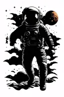 astronaut floating in space tattoo design idea