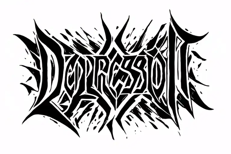 "DepressioN" Dark Lettering tattoo tattoo design idea