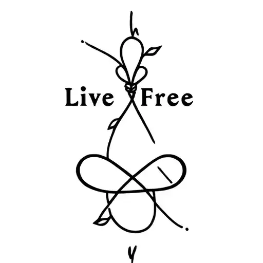 Small lace knot with Live Free phrase tattoo design idea