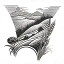 wheat field rolling hills landscape tattoo design idea