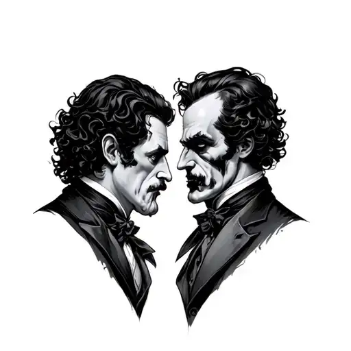Dr Jekyll and Mr Hyde facing each other tattoo design idea