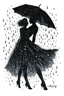 represent the phrase "dancing in the rain" written tattoo design idea