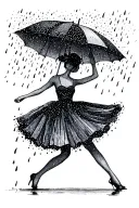 represent the phrase "dancing in the rain" written tattoo design idea