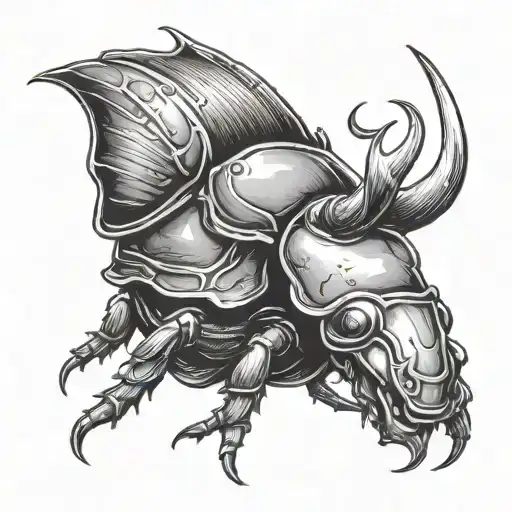 rhino beetle representing luck tattoo design idea
