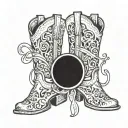 country music, nashville cowboy boots coding tattoo design idea