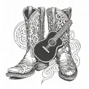 country music, nashville cowboy boots coding tattoo design idea