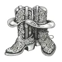 country music, nashville cowboy boots coding tattoo design idea