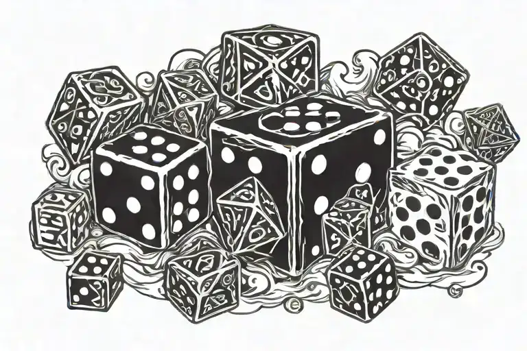 dice rolling making a message tattoo design idea