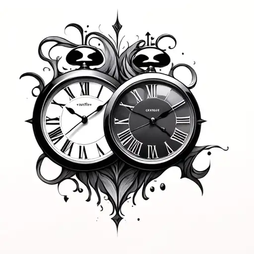 two clock faces tattoo design idea