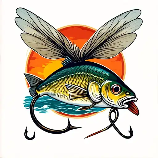 fly fishing hook tattoo design idea