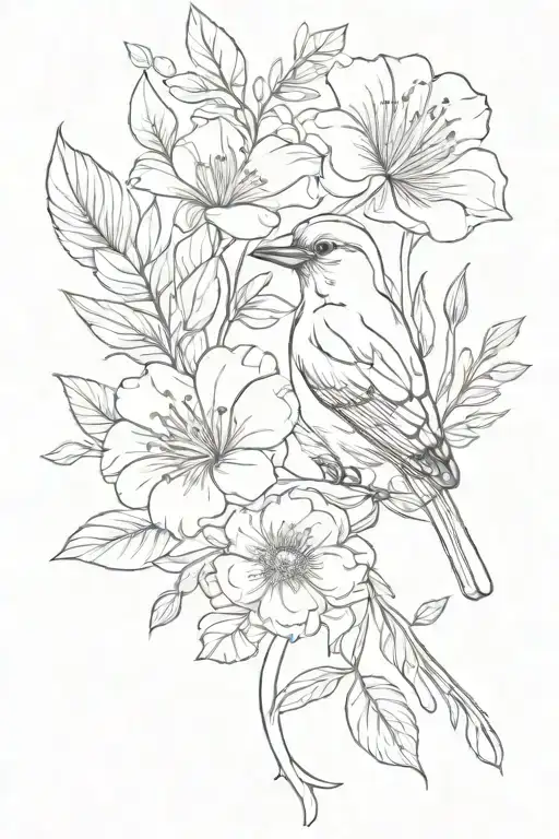 tattoo for parents with august birth flowers and a jay bird tattoo design idea