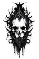 dark abstract, expressive blackwork, raw brush strokes cyber gothic ornamental tattoo design idea