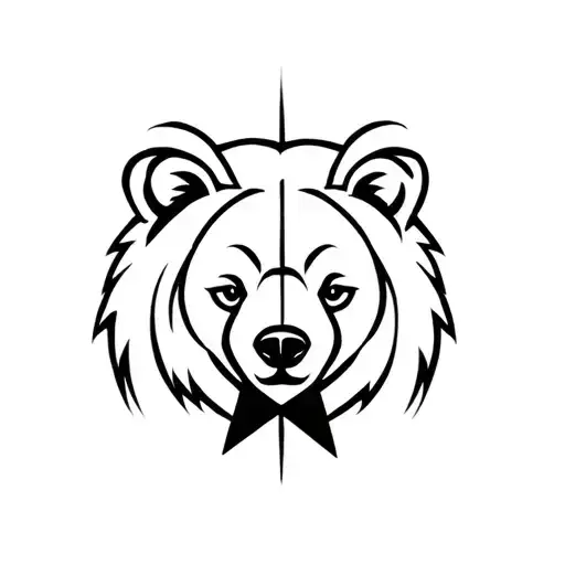 bear cub and north star tattoo design idea