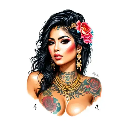 asian chicano woman sexy woman tattoo design idea