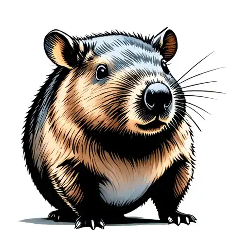 wombat with leftist symbolic tattoo tattoo design idea