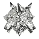 looking opposite two wolf's heads one angry black second white quiet tattoo design idea