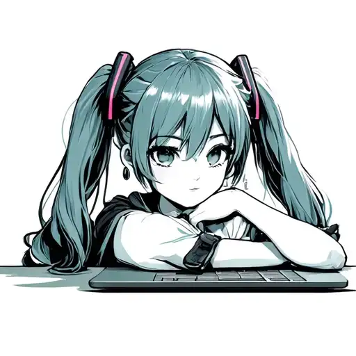 miku on a computer tattoo design idea