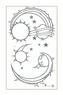 Sun, Moon, and Venus planet tattoo design idea
