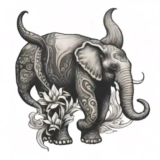 female human female elephant female orca tattoo design idea