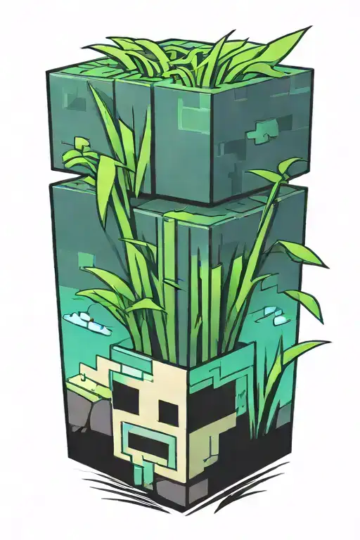 minecraft grass block tattoo design idea