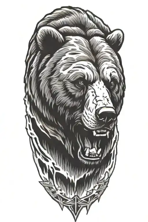 bear with boston bruins logo incorporated tattoo design idea