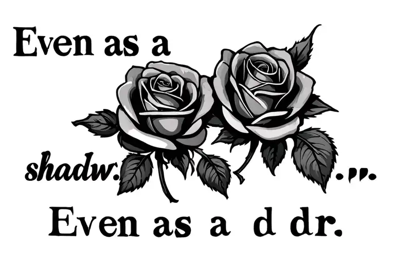 "Even as a shadow. Even as a dr" three small roses intertwined tattoo design idea