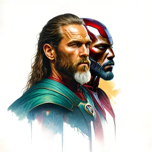 Pciture of Qui-Gon Jinn, Barristan Selmy, Iron Man aka Tony Stark, Oenomaus and Levi Ackerman tattoo design idea