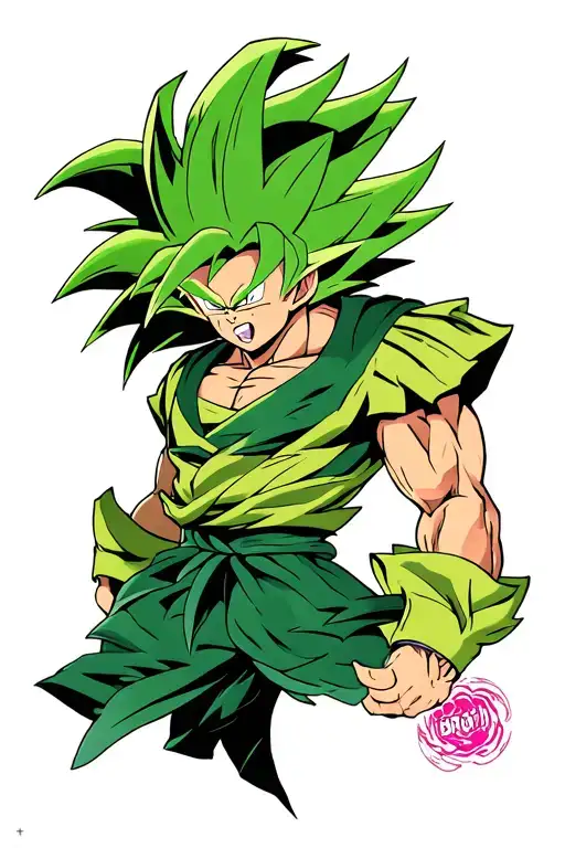Broly going legendary super saiyan tattoo design idea