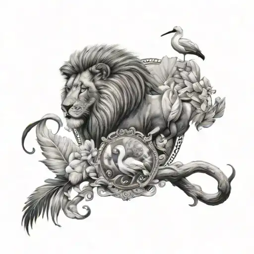 lion and flamingo tattoo design tattoo design idea