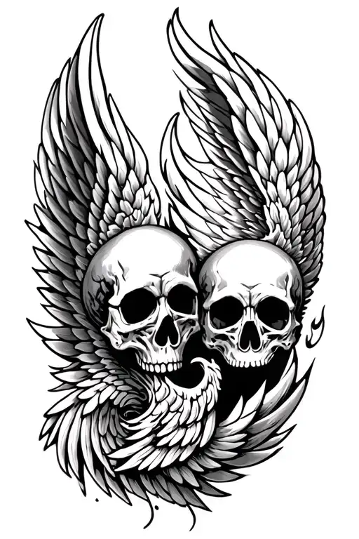Wings fire skulls representing hope through dark times tattoo design idea