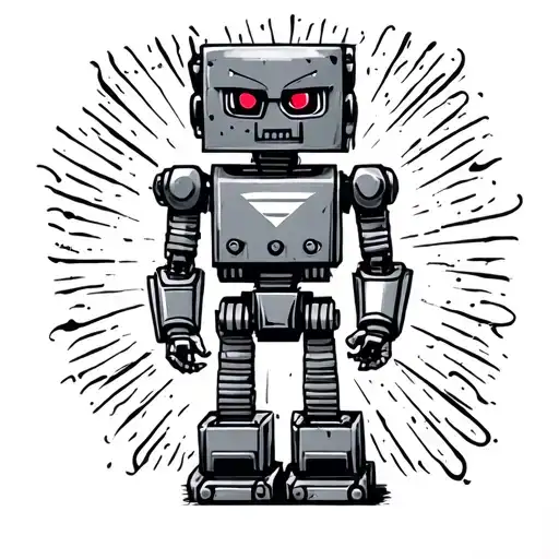  black and grey American traditional evil robot tattoo design tattoo design idea